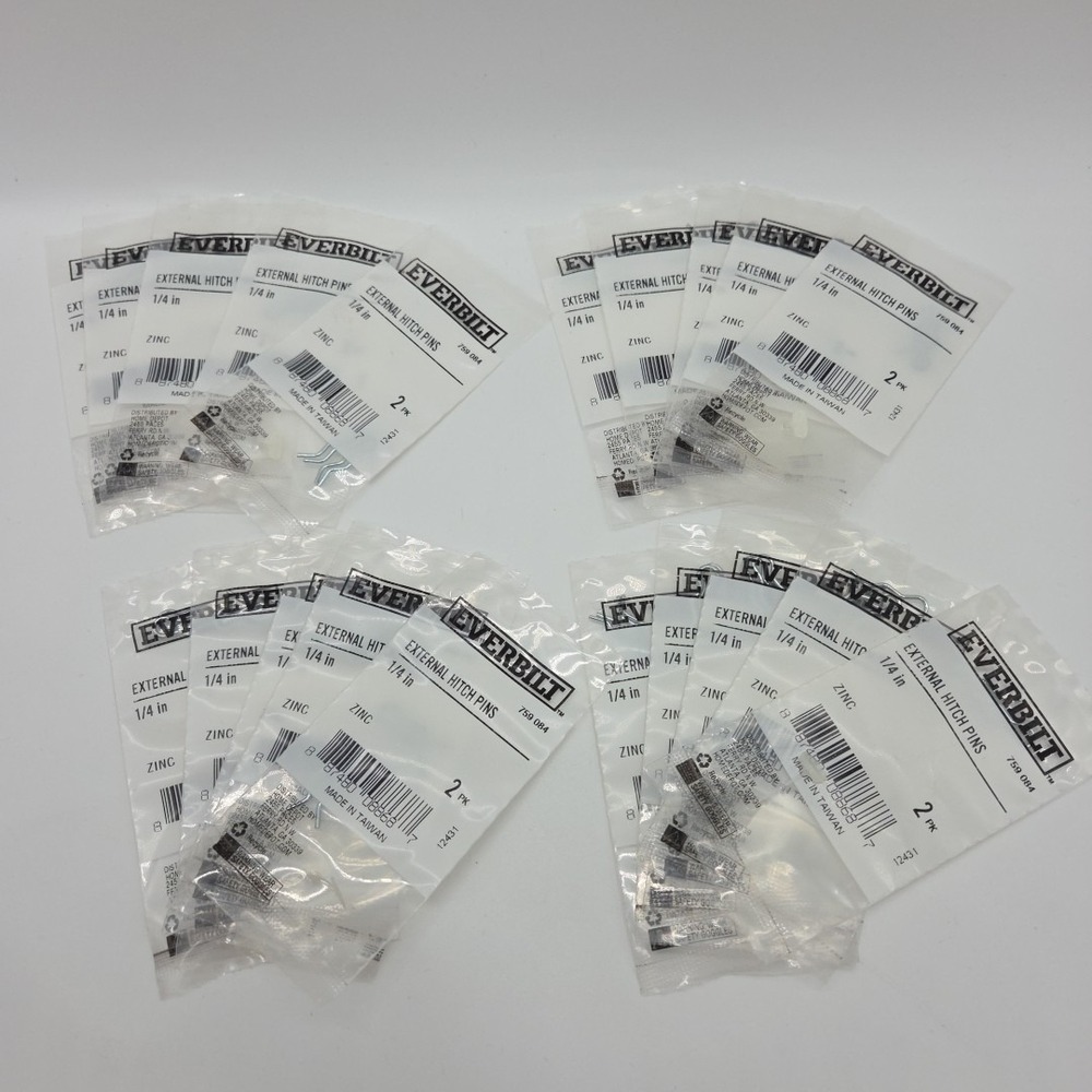 Lot of 20 (2ct) Packs External Hitch Pins Everbilt 1/4"  Zinc Plated (40 Total)